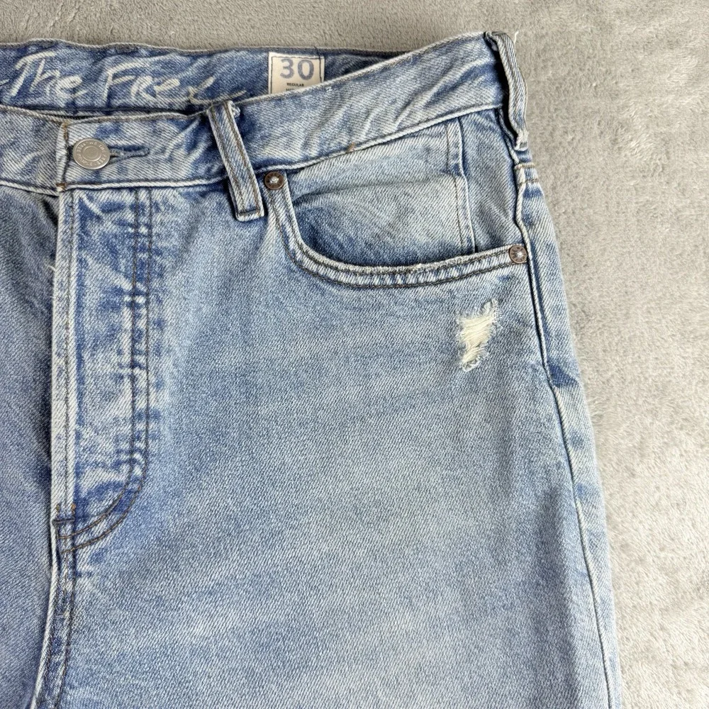 We The Free Light Blue Distressed Straight Leg Jeans